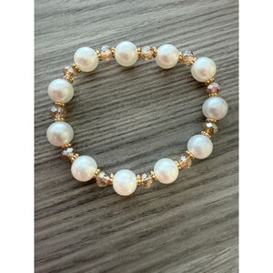 Women's Unbranded Pearl & Gold Beaded Bracelet One Size